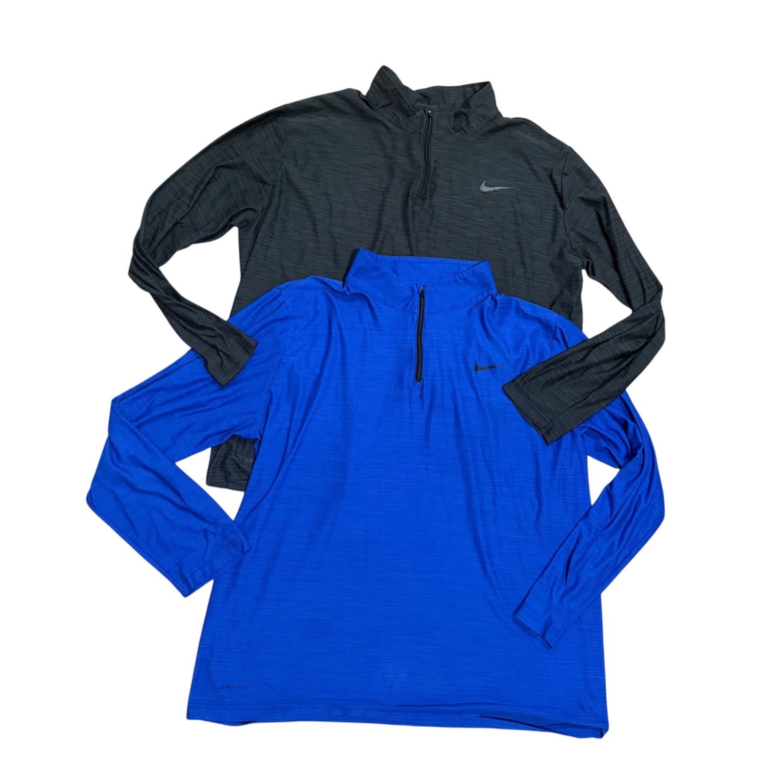 Nike Mens Dri-Fit 1/4 Zip Pullover Lot Of 2 Blue Charcoal Grey Xl Training Tops